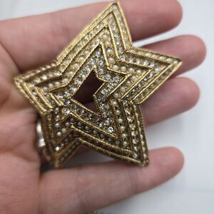 Vintage Graziano Slouched Star Rhinestone Brooch Abstract Whimsical Pin 1980s